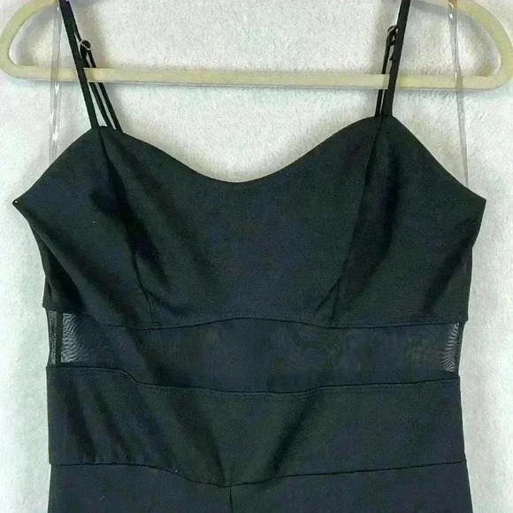 3rd + Malt Women’s Jumpsuit Size Large Black Wide Leg Sheer Midriff Stretchy - Picture 2 of 7